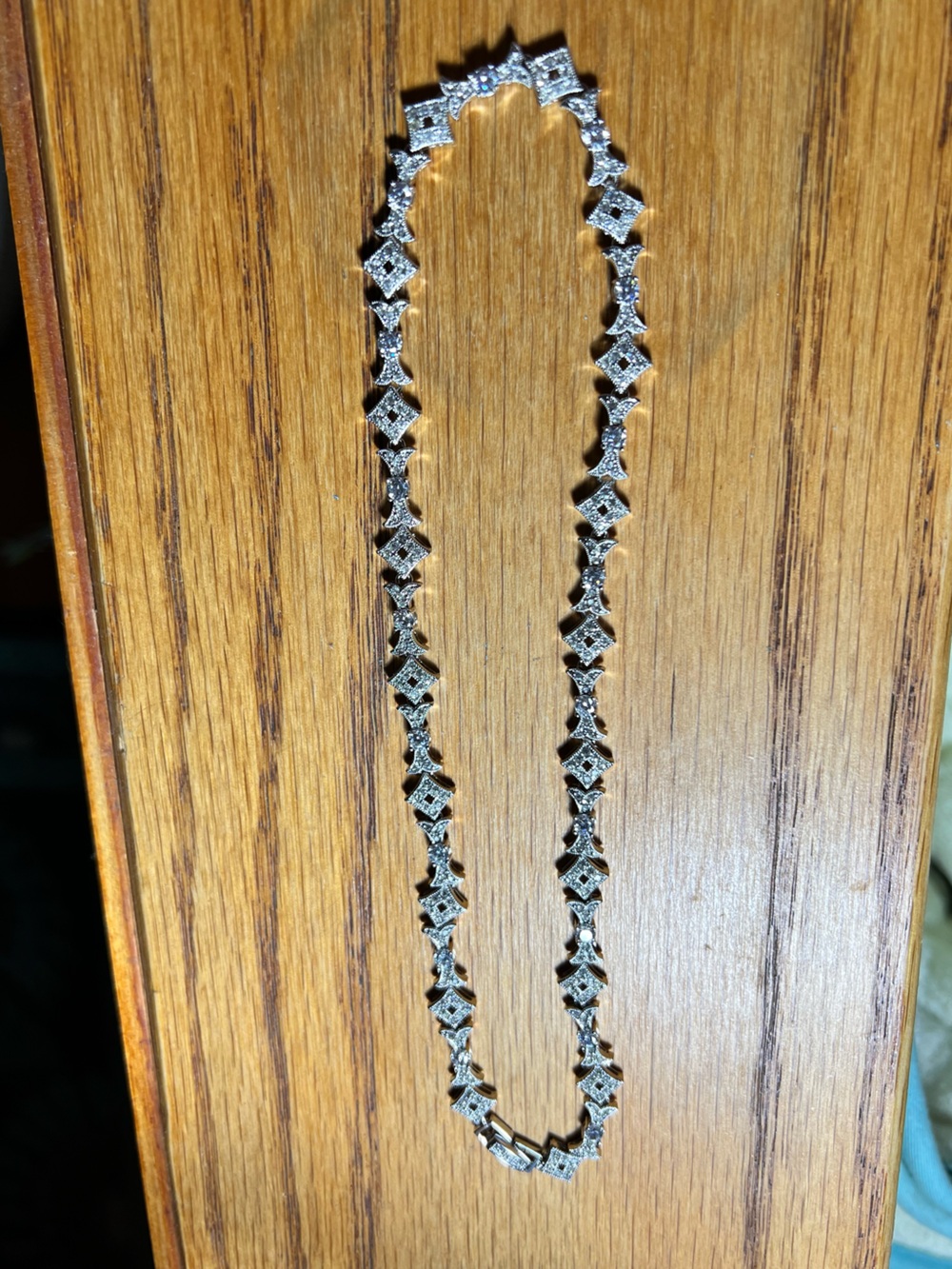 Nadri Cubic Zarconia Line collar necklace in hand polished rhodium . - Picture 6 of 9